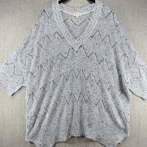 POL Women’s Oversized Light Gray V-Neck Sweater S